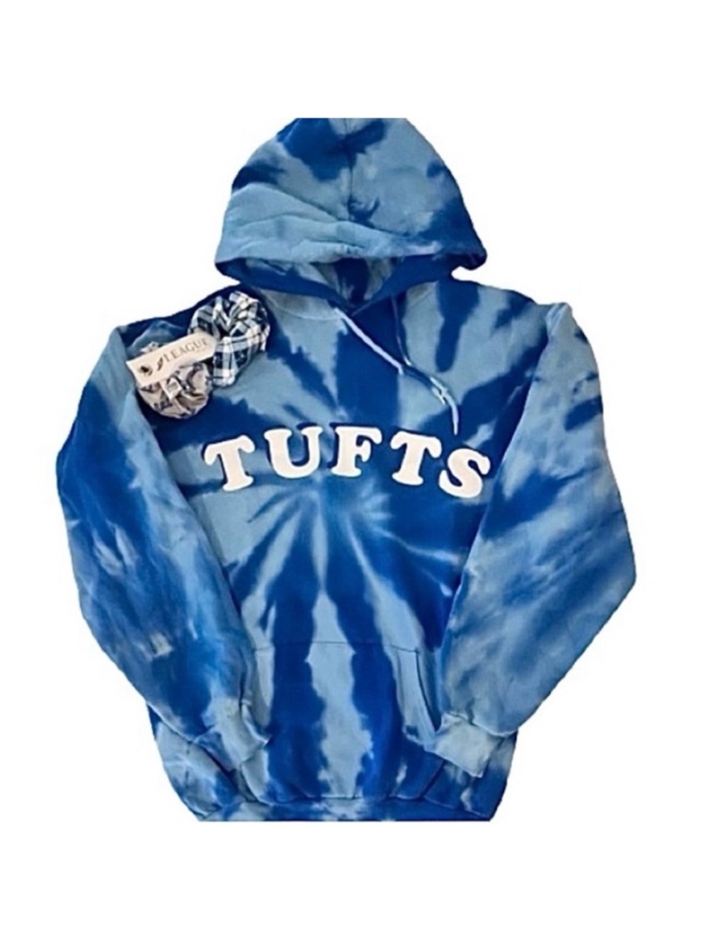 Tufts University Bundle-Tufts Tie Dye Logo Hoodie & 2 New Tufts Hair Scrunchies.
